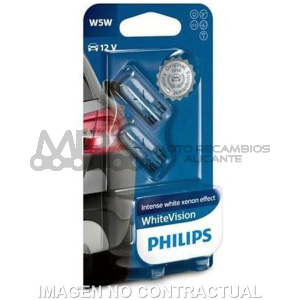 LAMPARA PHILIPS CRISTAL WHITEVISION 12V5W W5W (2U)