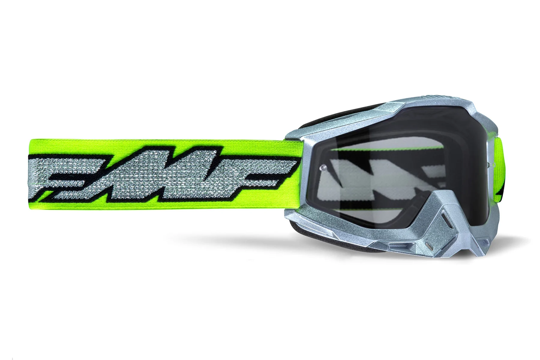 FMF POWERBOMB GOGGLE ROCKET SILVER LIME – CLEAR