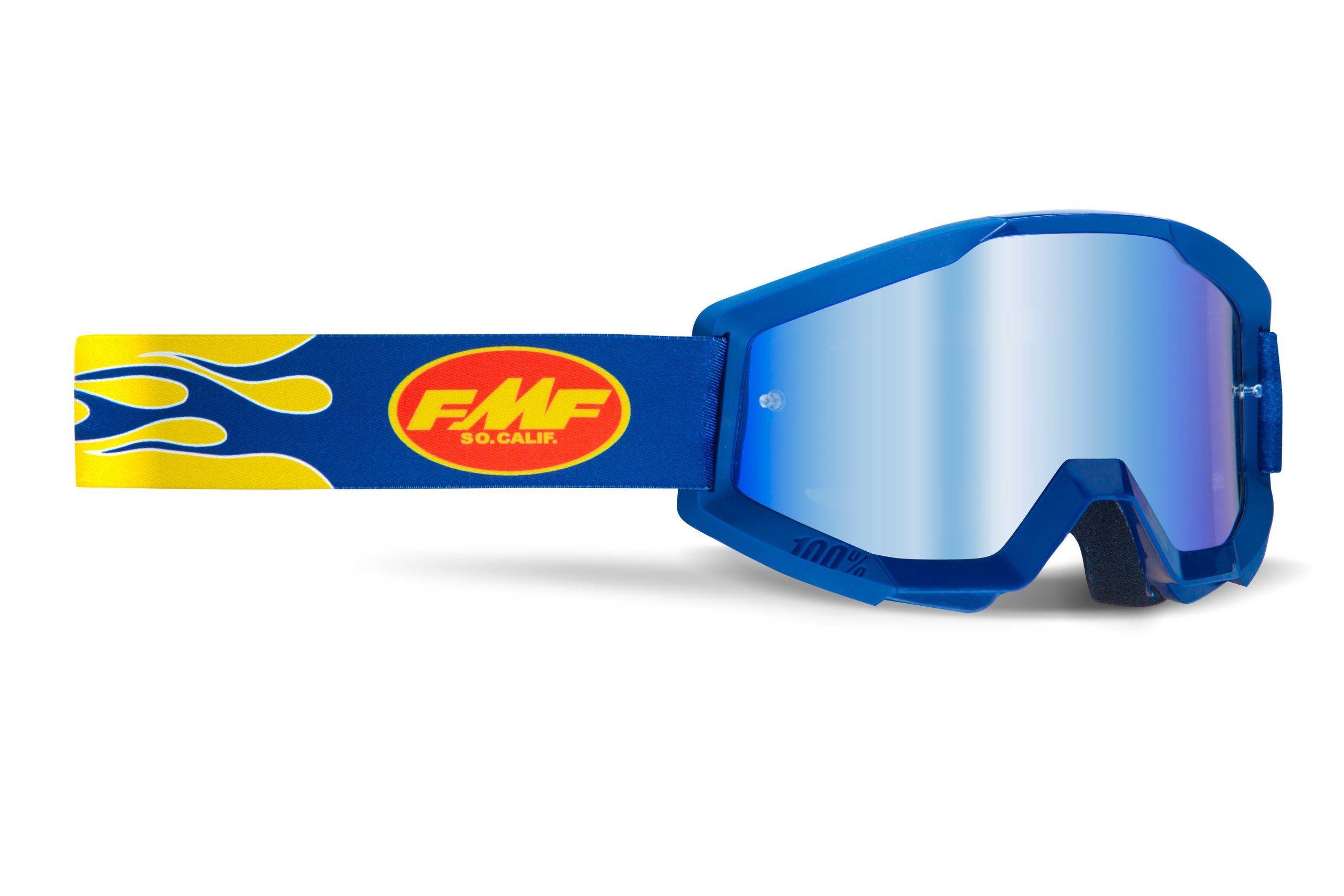 FMF POWERCORE GOGGLE FLAME NAVY – MIRROR BLUE LENS
