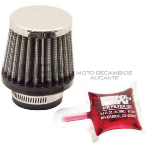 FILTRO POTT K&N CONICO TAPA CROMADA  D.35 MM