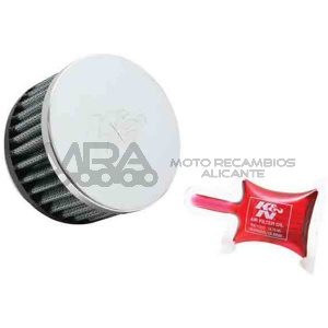 FILTRO POTENCIA K&N CROMADO UNIVERSAL